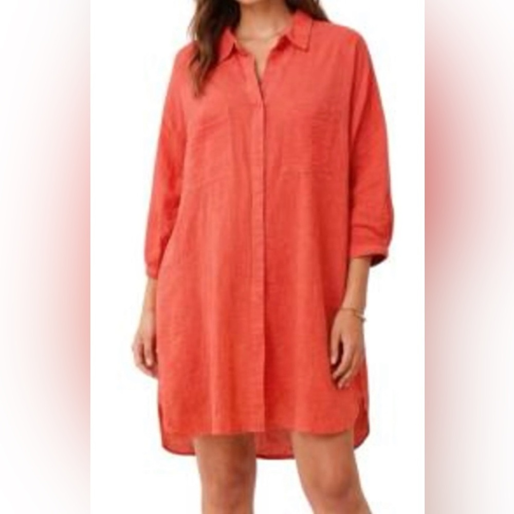 Young Fabulous & Broke Red Midi Dress with Three-Quarter Sleeves
